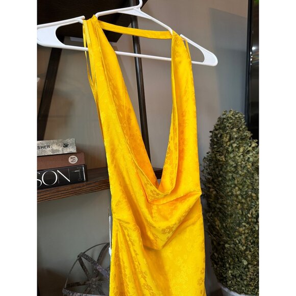 Ronny Kobo Marisa Halter Mini Dress Lemon Womens Size Medium - Picture 7 of 11